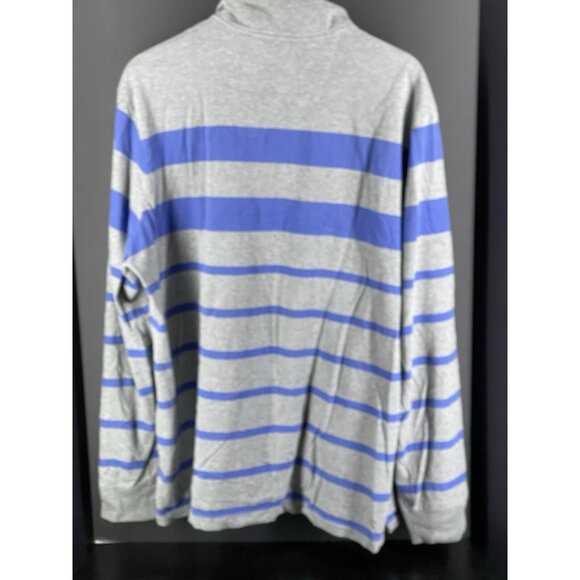 Chaps Long Sleeve Blue and Gray Striped T-Shirt (Size L) - Picture 2 of 7